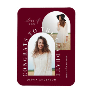 Modern geometric multi photo arch graduation magnet