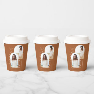 Modern geometric multi photo arch graduation paper cups