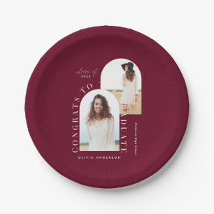 Modern geometric multi photo arch graduation paper paper plate