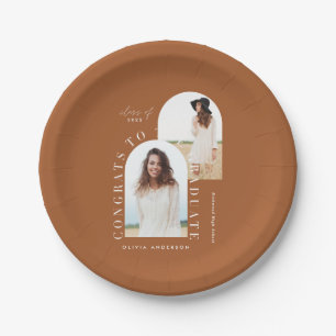 Modern geometric multi photo arch graduation paper paper plate