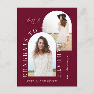 Modern geometric multi photo arch graduation postcard