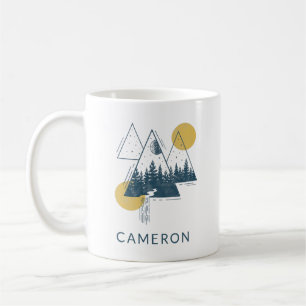 Modern Geometric Nature Landscape Personalised Coffee Mug