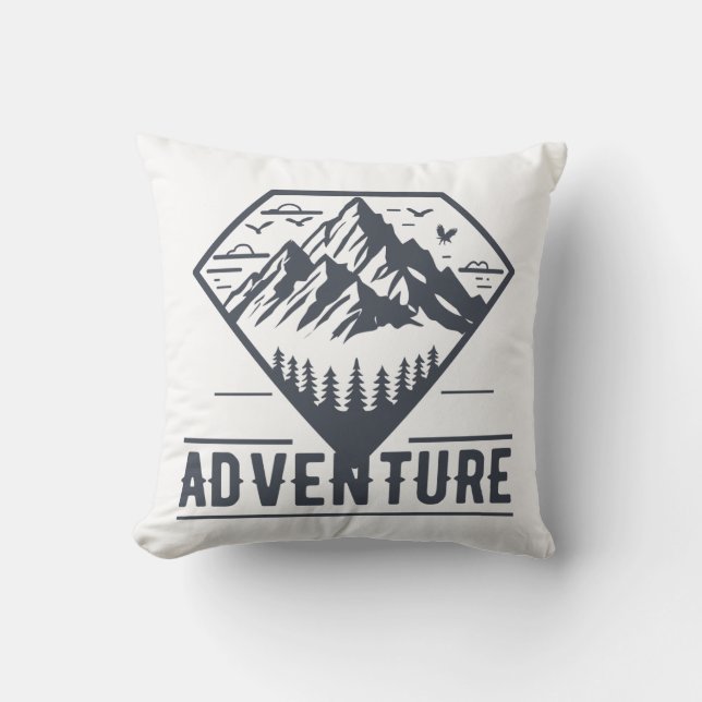 Modern Geometric Nature Mountains Adventure Cushion (Front)
