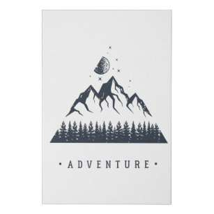 Modern Geometric Nature Mountains Adventure Faux Canvas Print