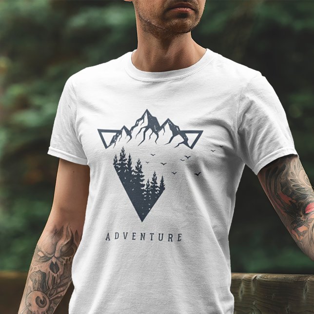 Modern Geometric Nature Mountains Adventure T-Shirt (Creator Uploaded)