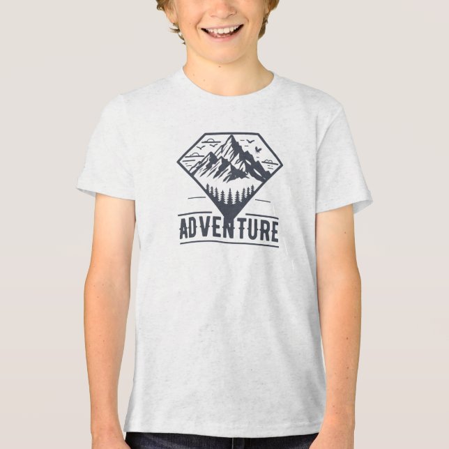Modern Geometric Nature Mountains Adventure Tri-Blend Shirt (Front)