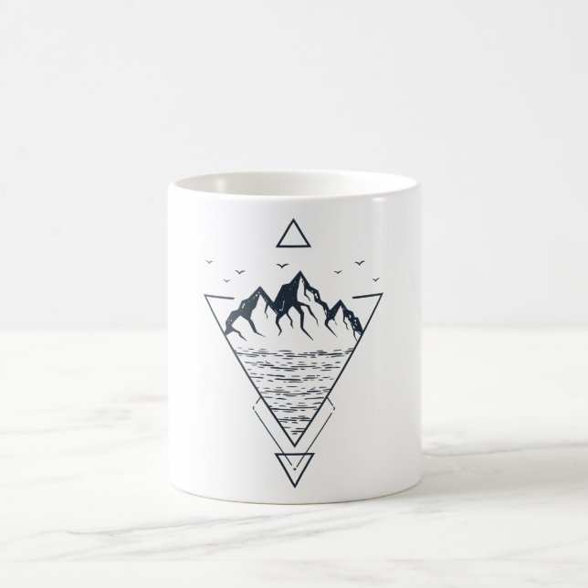 Modern Geometric Nature Mountains Hipster Coffee Mug (Center)