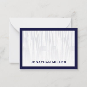 Modern Geometric Navy Blue and White Flat Card