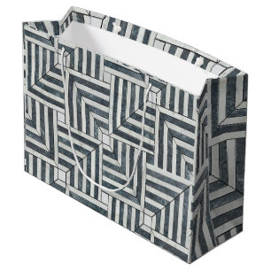 Modern Geometric Navy Stripes Large Gift Bag