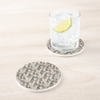 Modern Geometric, Neutral Beige & Grey Abstract Coaster
