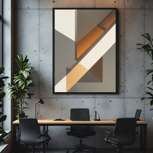 Modern Geometric Neutral Earth Tones Poster