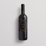 Modern Geometric on Black Wine Label<br><div class="desc">These stylish wine labels feature a modern,  faux rose gold geometric design on a black background. Personalise with your message and name.</div>
