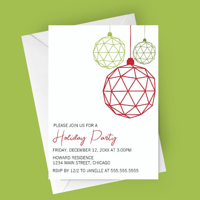 Modern Geometric Ornament Holiday Party Invitation (Modern Geometric Ornament Holiday Party Invitation | Christmas Party Invitation)