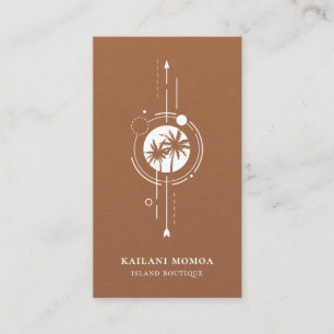 Modern Geometric Palm Tree Beach Logo Business Card