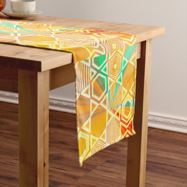 Modern Geometric Pastel Vintage  Short Table Runner (In Situ)