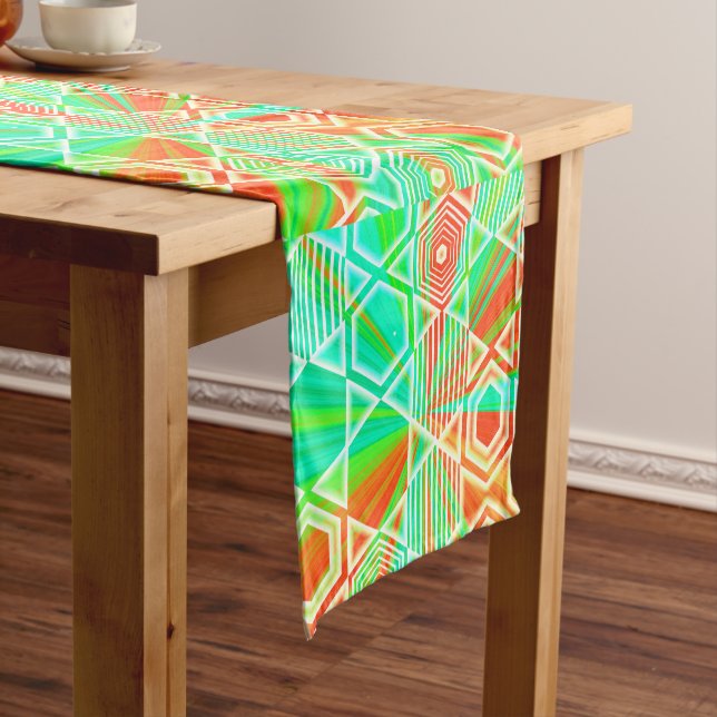 Modern Geometric Pastel Vintage  Short Table Runner (In Situ)
