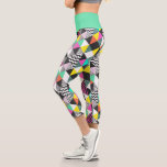 Modern Geometric Patchwork Abstract Triangles Capri Leggings<br><div class="desc">Modern Geometric Patchwork Abstract Triangles Capri Leggings</div>