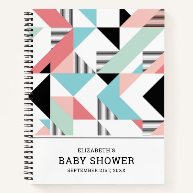 Modern Geometric Pattern | Baby Shower Notebook (Front)