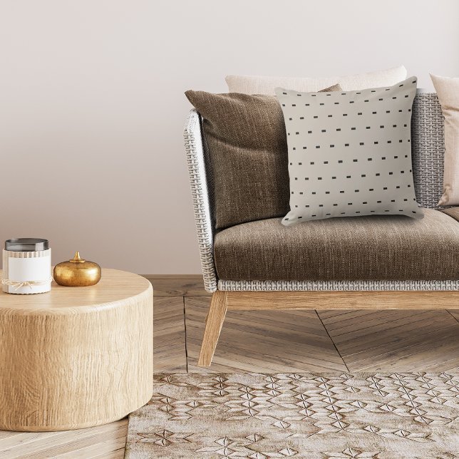 Modern Geometric Pattern Black and Ivory Cushion (modern geometric style beige and black cushion for a boho simple style)