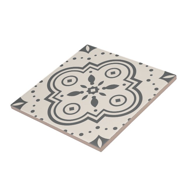Modern Geometric Pattern Decorative Black White Tile (Side)