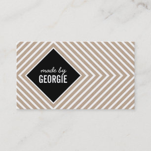 MODERN GEOMETRIC PATTERN diamond black white kraft Business Card