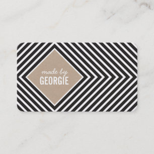 MODERN GEOMETRIC PATTERN diamond black white kraft Business Card