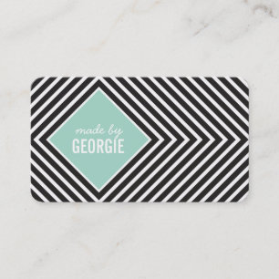 MODERN GEOMETRIC PATTERN diamond black white mint Business Card