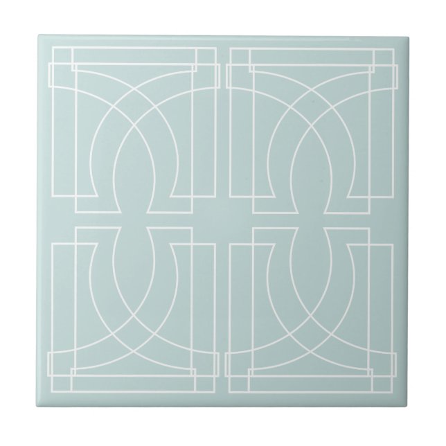 Modern Geometric Pattern Dusty Blue Tile (Front)