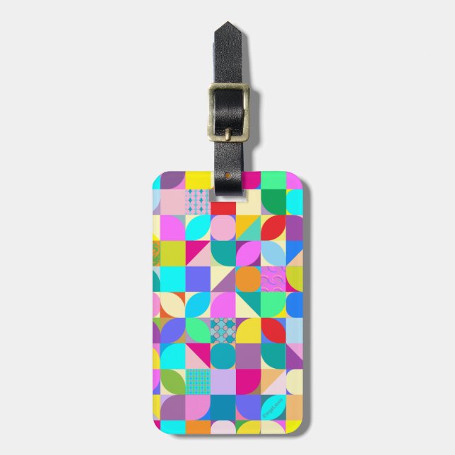 Modern Geometric Pattern Fun Graphic Luggage Tag (Front Vertical)