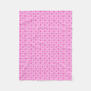 Modern Geometric Pattern Hexagons Hot Pink White Fleece Blanket