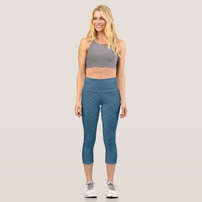 Modern Geometric Pattern High Waisted Yoga Capris (Front)