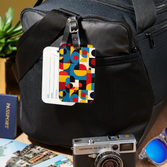 Modern Geometric Pattern in Bauhaus Style Luggage Tag (Front & Back)