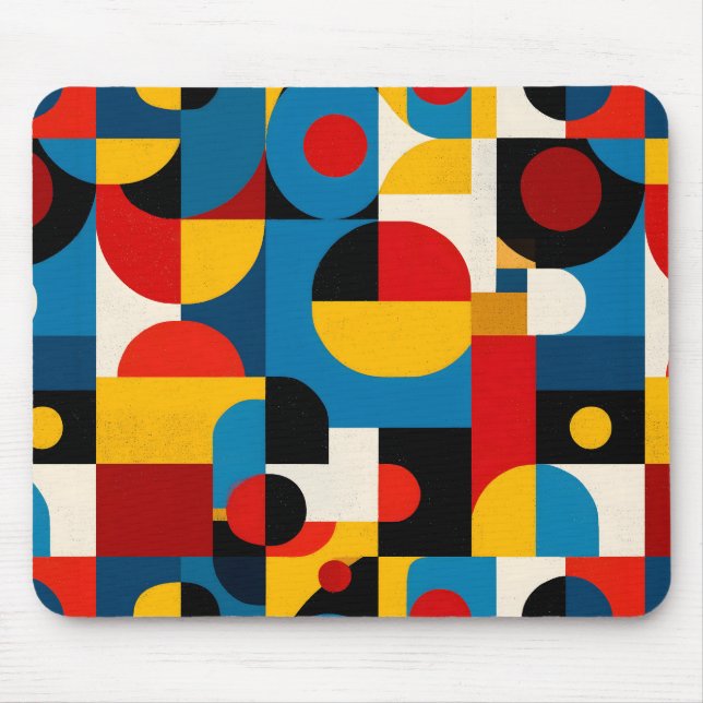 Modern Geometric Pattern in Bauhaus Style Mouse Mat (Front)