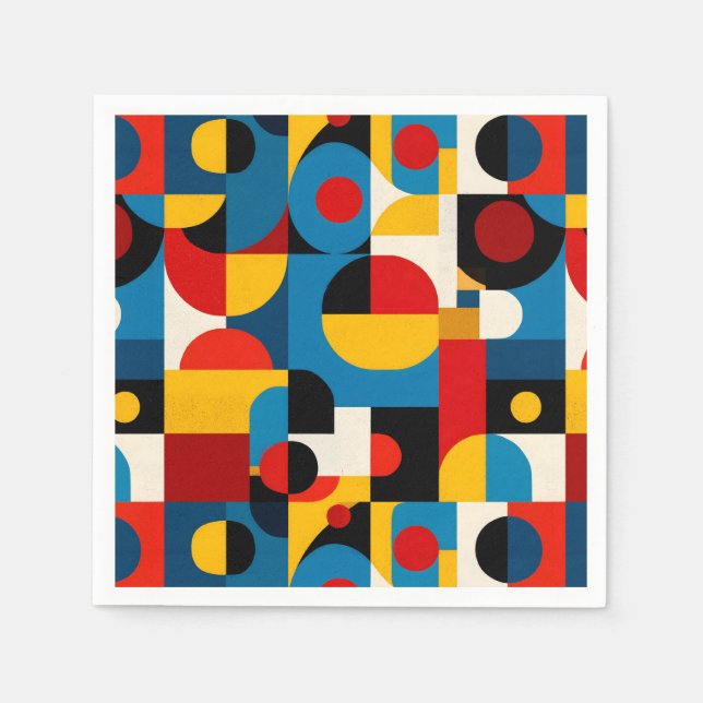 Modern Geometric Pattern in Bauhaus Style Napkin (Front)