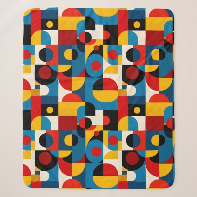 Modern Geometric Pattern in Bauhaus Style Sherpa Blanket (Front)