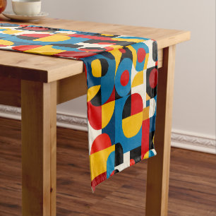Modern Geometric Pattern in Bauhaus Style Short Table Runner