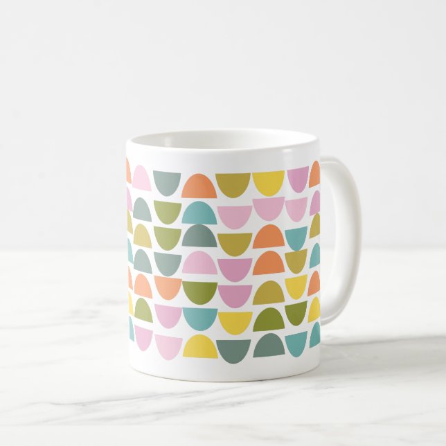 Modern Geometric Pattern in Cute Spring Colours Coffee Mug (Front Right)
