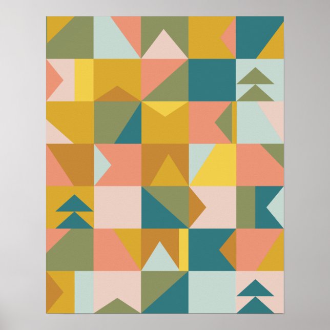 Modern Geometric Pattern in Pretty Earth Tones Poster (Front)