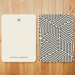 Modern Geometric Pattern Monogram Stationery Card