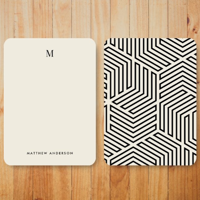 Modern Geometric Pattern Monogram Stationery Card (Creator Uploaded)