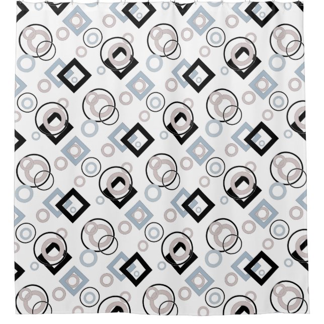 Modern geometric pattern multicolored shower curtain (Front)
