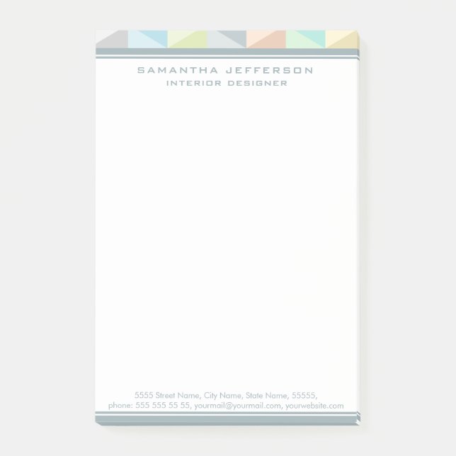 Modern Geometric Pattern Post-it® Notes 4 x 6 (Front)