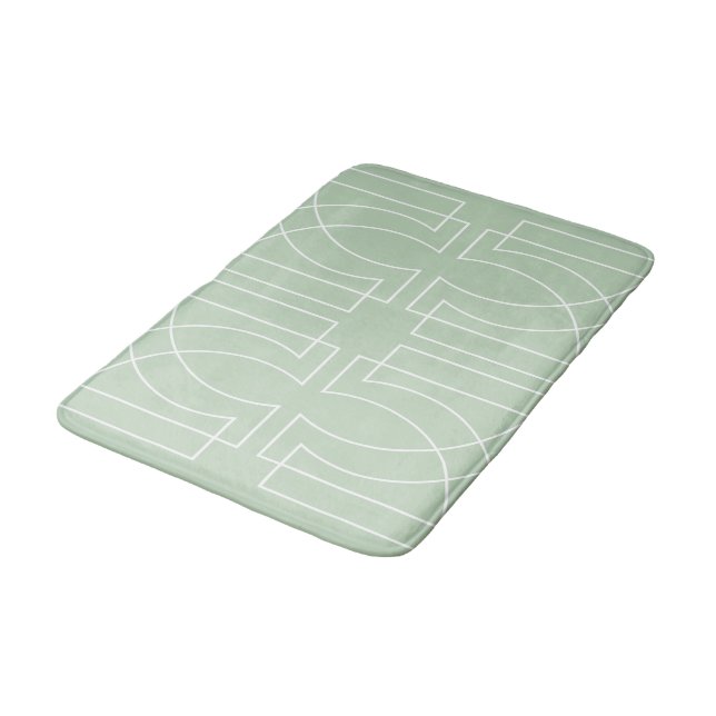Modern Geometric Pattern Sage Green Bath Mat (Angled)