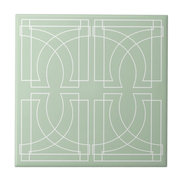 Modern Geometric Pattern Sage Green Tile (Front)