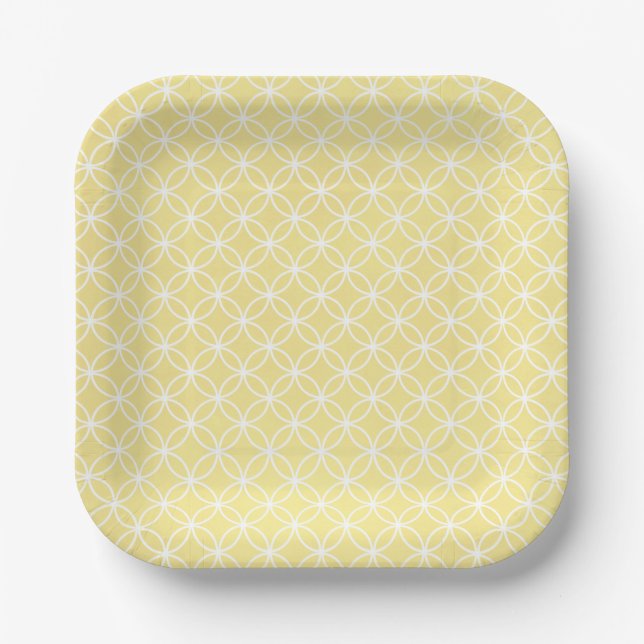 Modern Geometric Pattern Sunny Pastel Yellow Paper Plate (Front)
