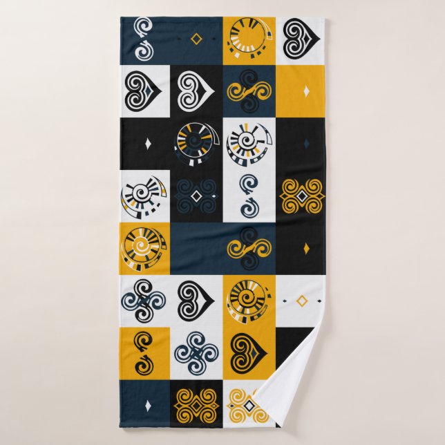 Modern geometric pattern trendy yellow bath towel (Bath Towel)