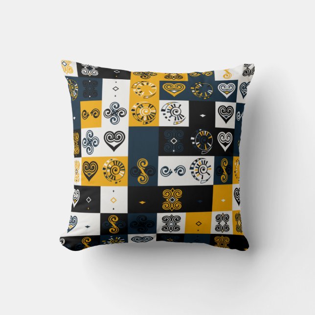 Modern geometric pattern trendy yellow cushion (Front)