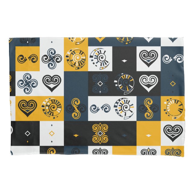 Modern geometric pattern trendy yellow pillowcase (Front)