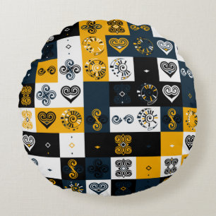 Modern geometric pattern trendy yellow round cushion