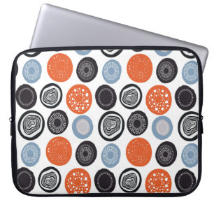 Modern geometric pattern with drawn circles laptop sleeve